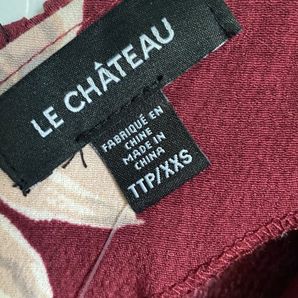 Le Chateau Burgundy Floral Dress - Picture 5 of 6